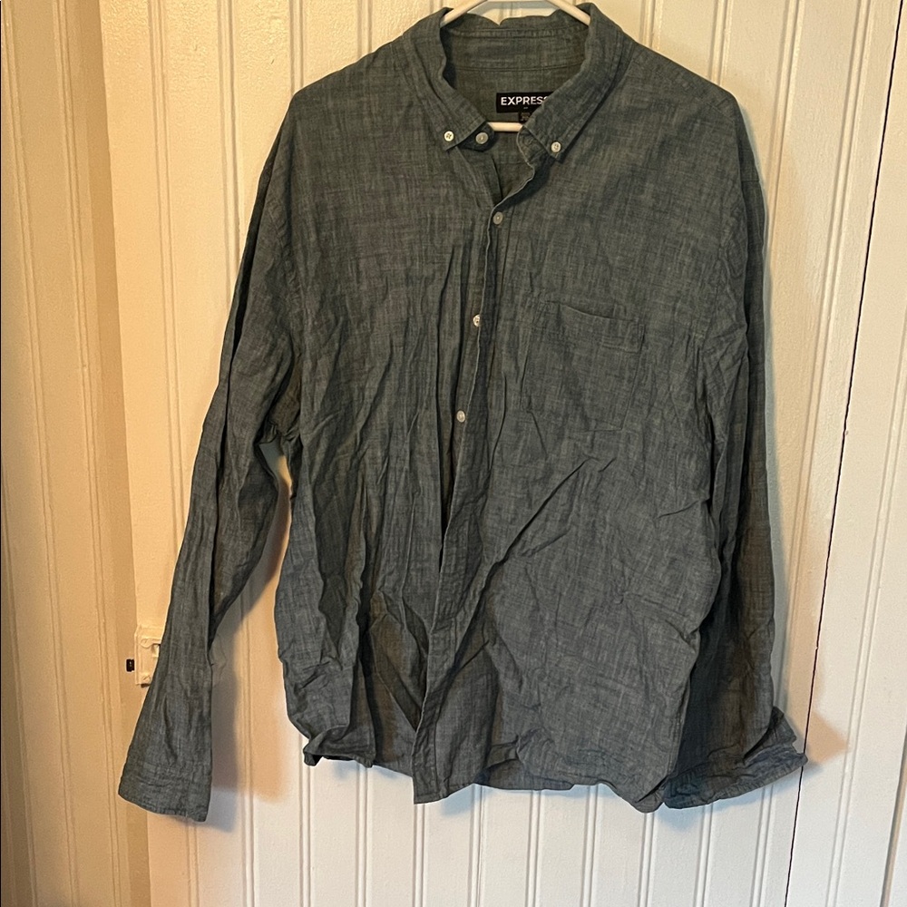 Express Men's blue Button-Down Shirt